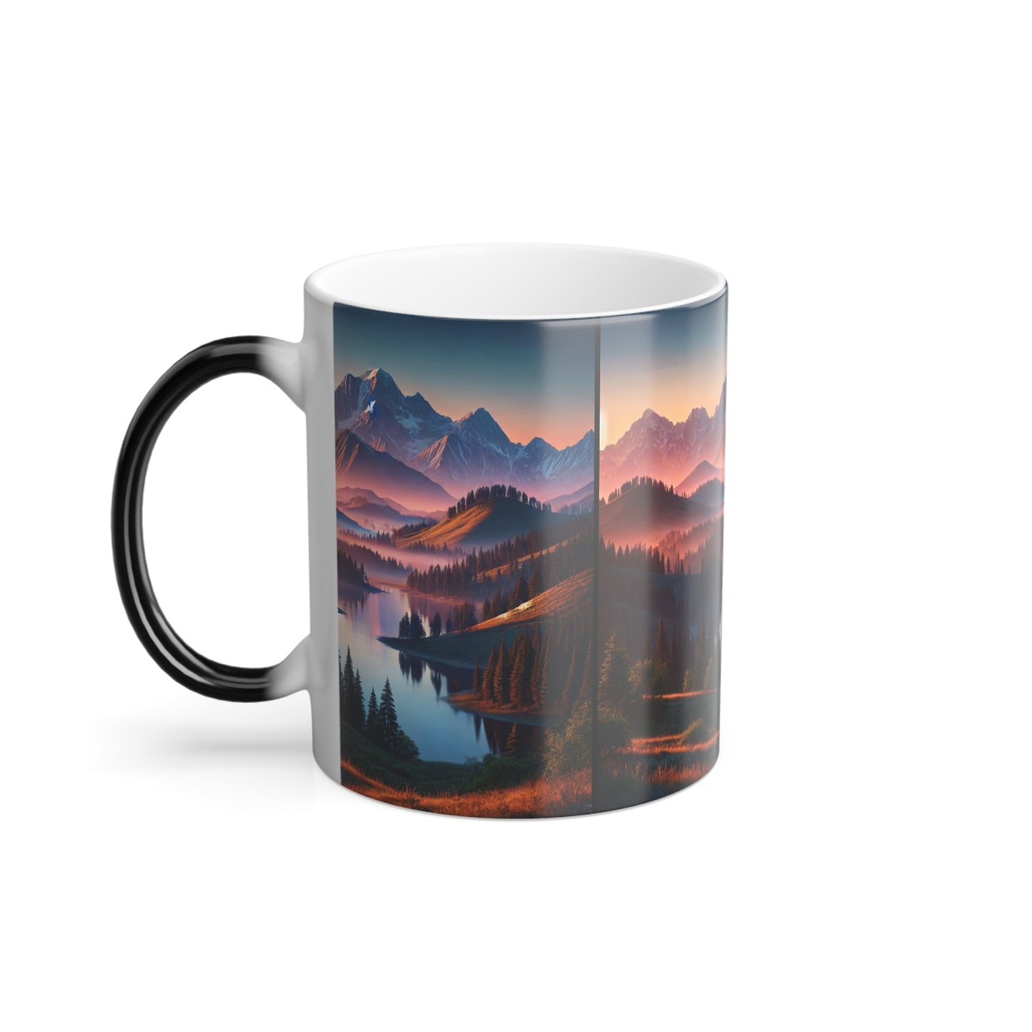 Color Morphing Mug - Warm Morning Mountain Landscape Twilight 11oz