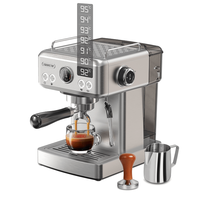 1350W Semi-Automatic Espresso Machine with Adjustable Temperature, 20-Bar Pressure, and 58mm Filter
